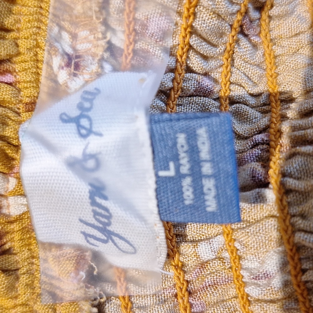 Yarn & Sea maxi dress with off the shoulder smocked top size L mustard gold - Picture 6 of 6